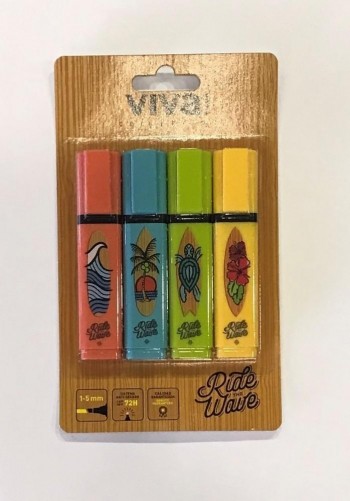 PACK ROTULADORES FLUORESCENTE MOLIN RIDE THE WAVE 4 COLORES