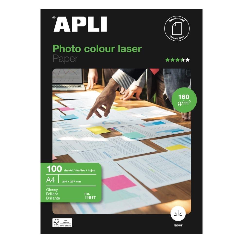 PAPEL FOTOGRAFICO A4 LASER GLOSSY 160G.100H. APLI