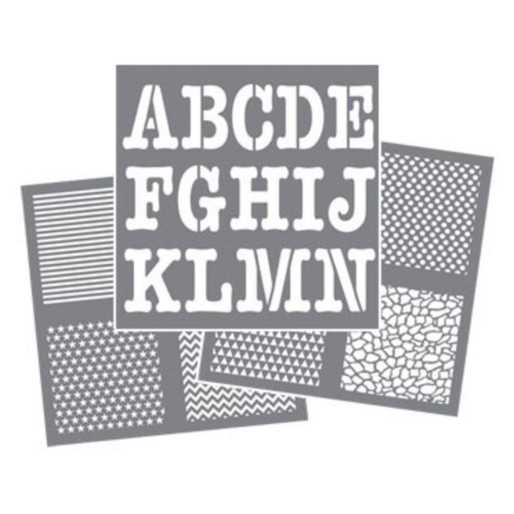 KIT 4 PLANTILLAS ALFABETO + 2 FONDOS 30X30 DECOART