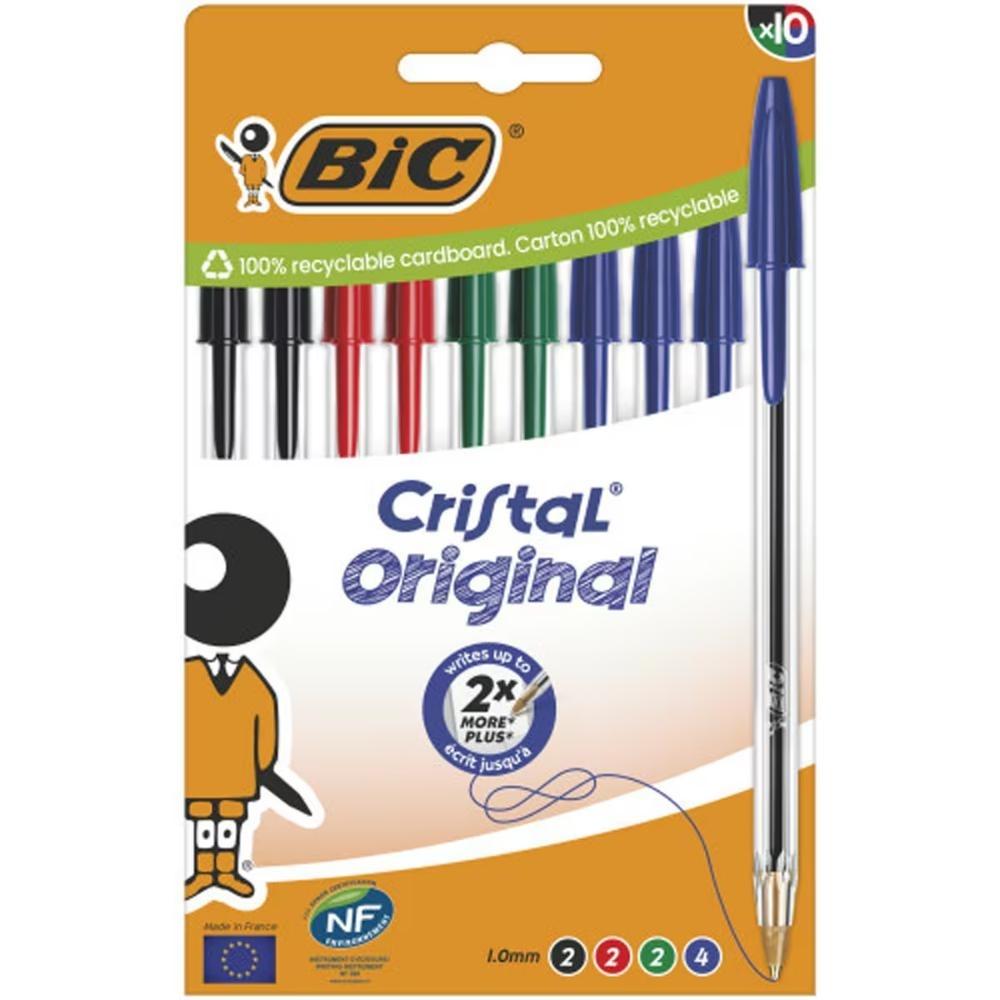 PACK 10 BIC CRISTAL AZUL ROJO NEGRO Y VERDE