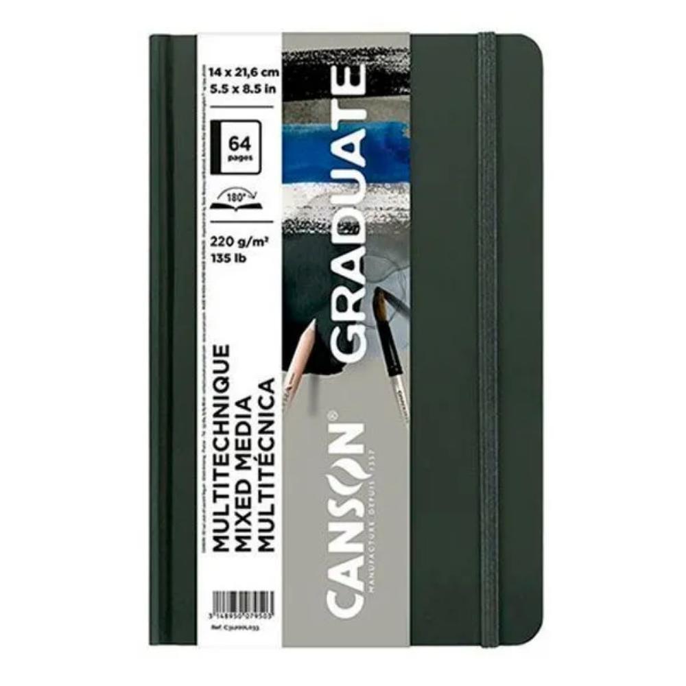CANSON GRADUATE cuaderno 14x21,6cm 32H Mix Media Fino 220g Gris