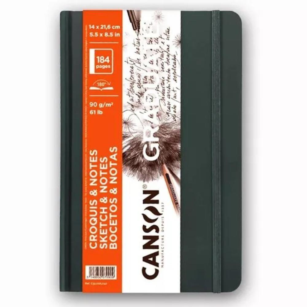 CUADERNO CANSON GRADUATE 14X21,6cm SKETCH 90gr GRIS OSCURO