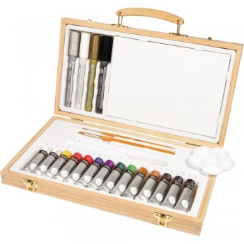 MALETIN DE PINTURA  ACRILICA SIMPLY CAJA DE MADERA