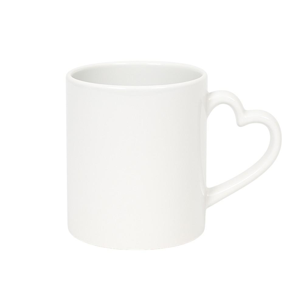 TAZA BLANCA SUBLIMABLE CON ASA DE CORAZON 11 OZ