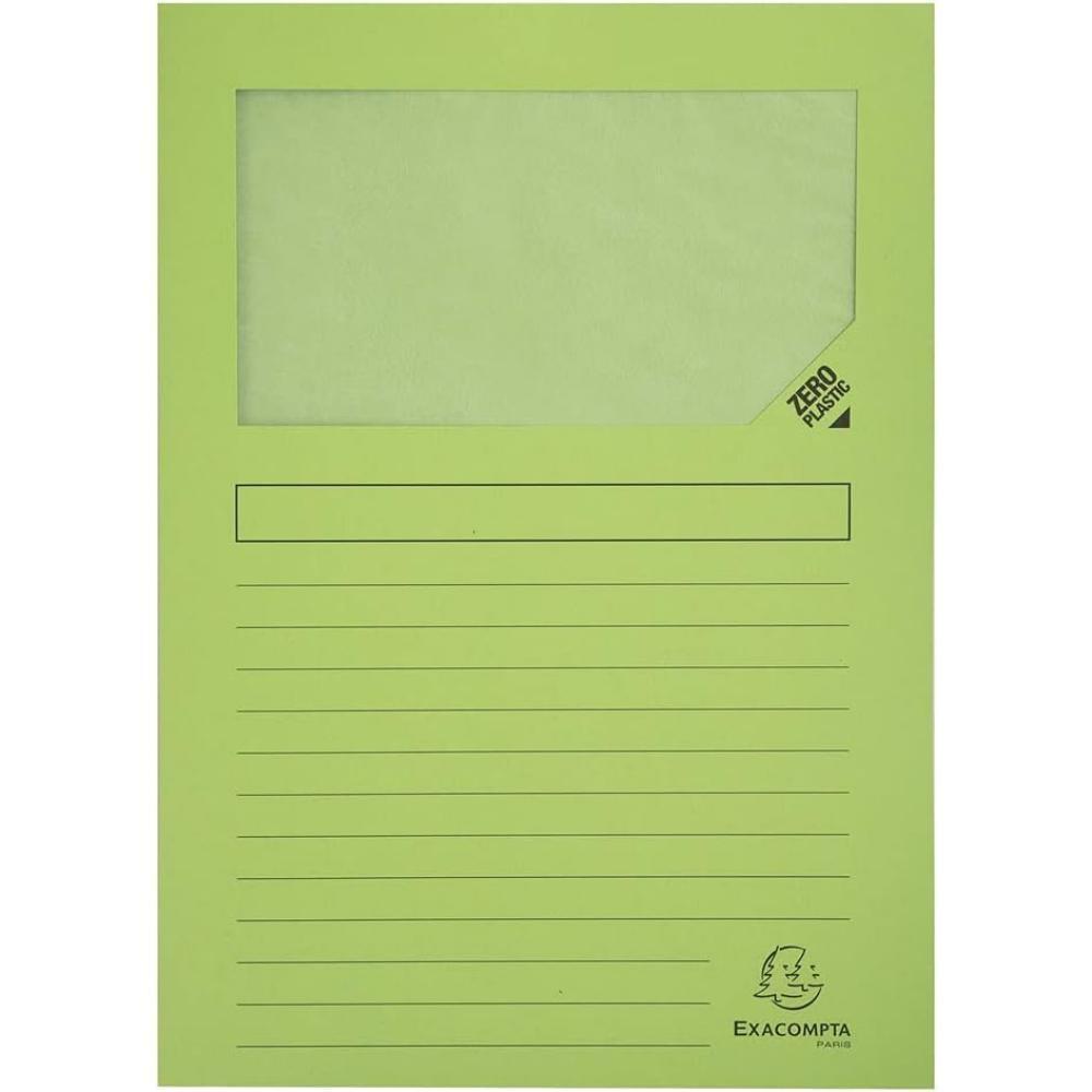 SUBCARPETA A4 CON VENTANA RECICLADAS PACK-25 VERDE CLARO