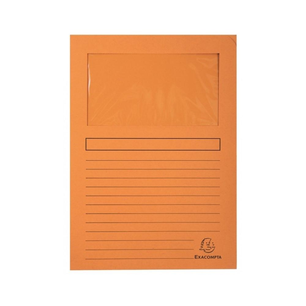 SUBCARPETA A4 CON VENTANA PACK-25 NARANJA EXACOMPTA