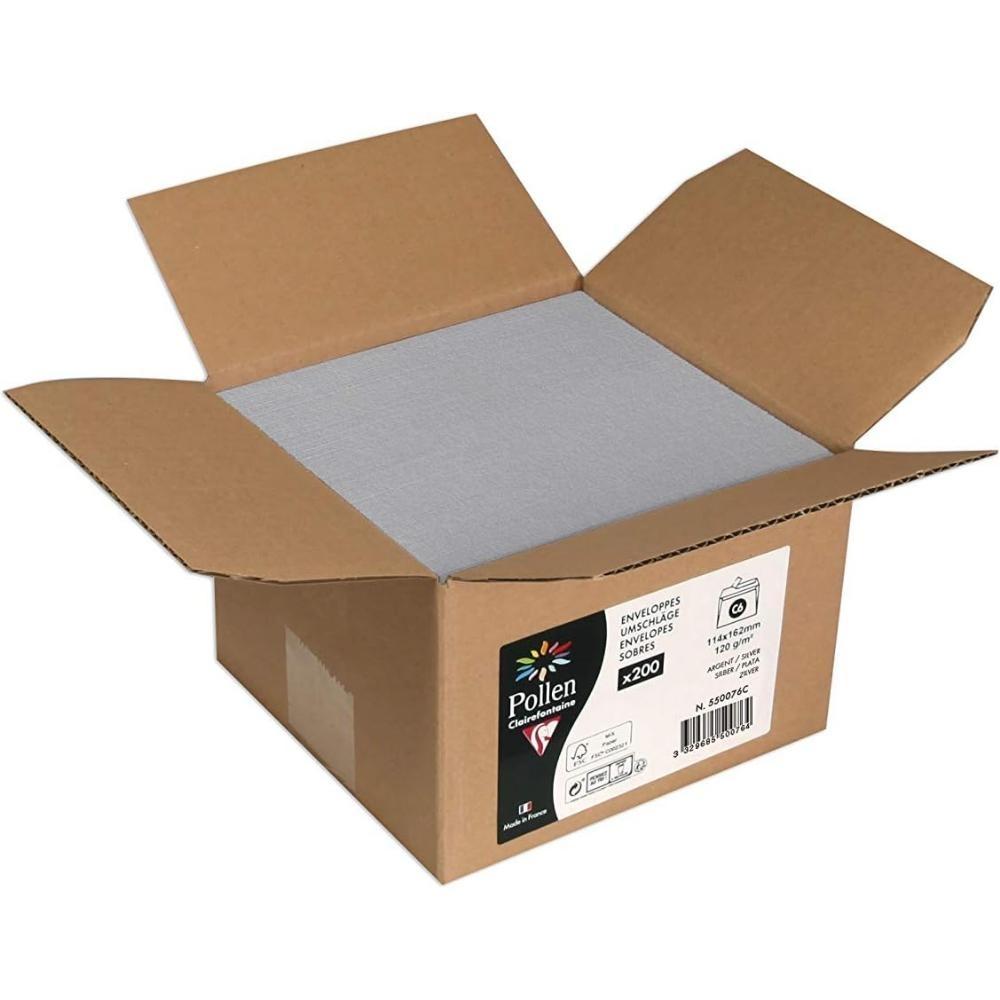 CAJA 200 SOBRES POLLEN 114X162 PLATEADOS