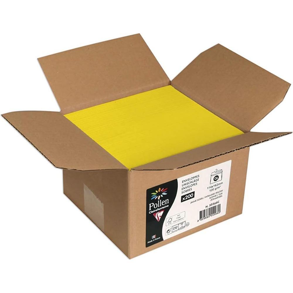 CAJA 200 SOBRES POLLEN 114X162mm AMARILLO 120gr
