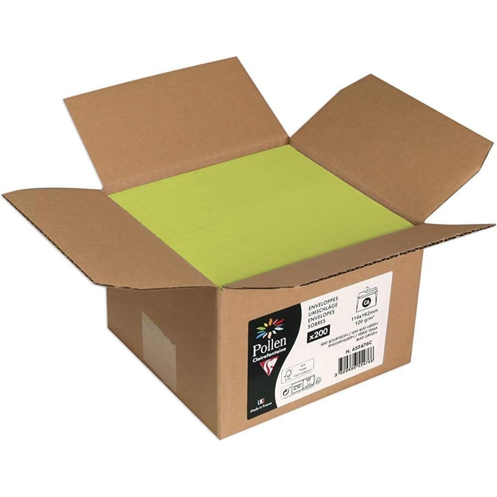 CAJA 200 SOBRES POLLEN 114X162mm VERDE YEMA 120gr