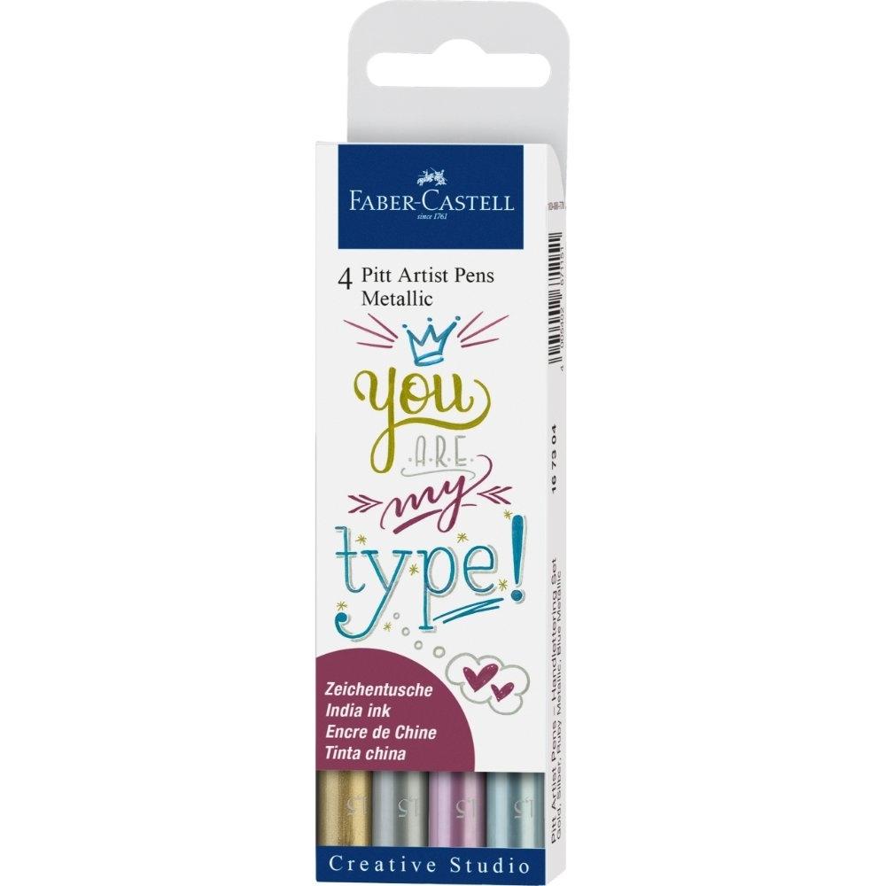 SET 4 ROTULADORES PITT ARTIST METALIC FABER CASTELL