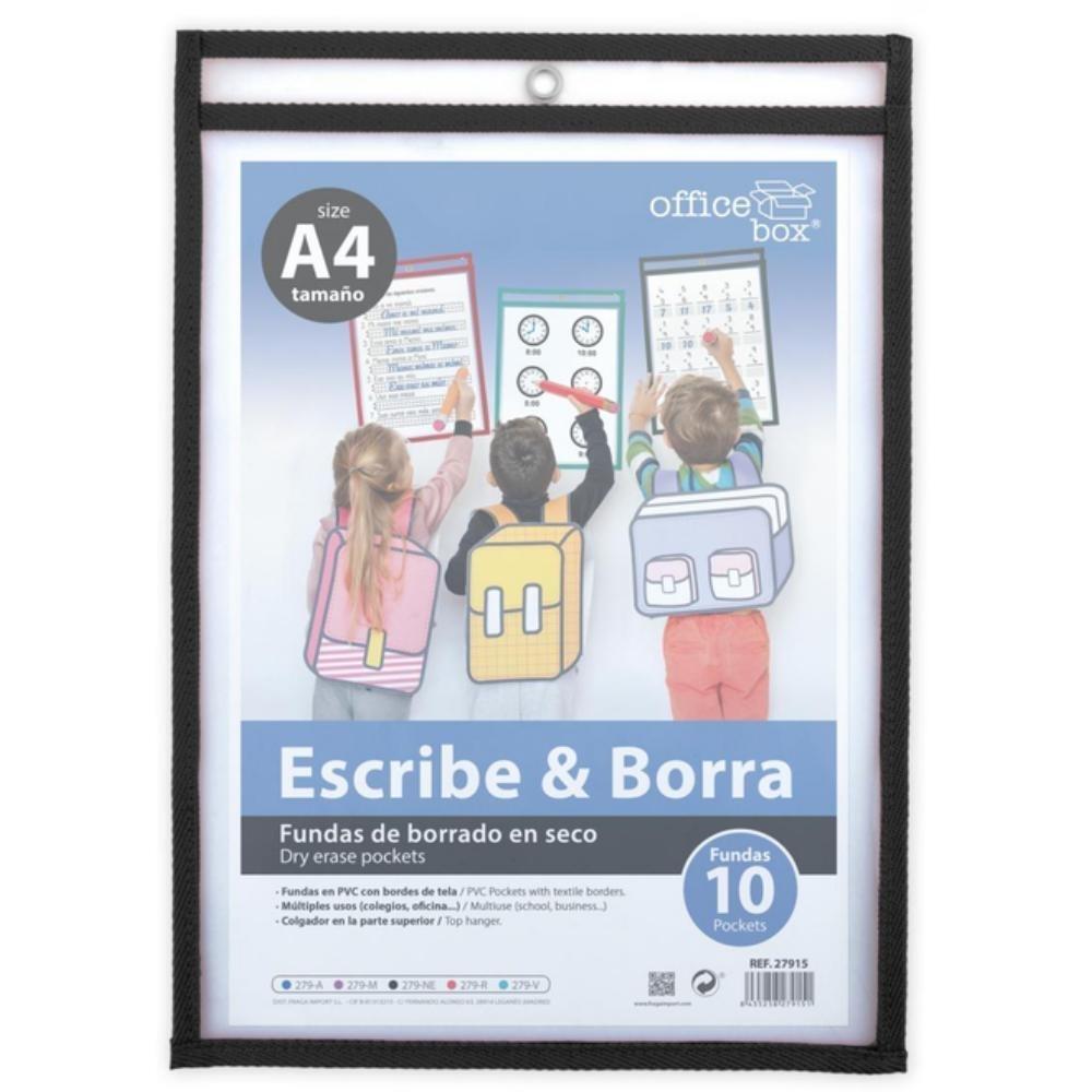 FUNDA PIZARRA ESCRIBE Y BORRA NEGRO A4 OFFICE BOX