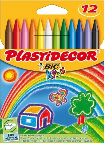CERAS DE COLORES PLASTIDECOR 12 COLORES