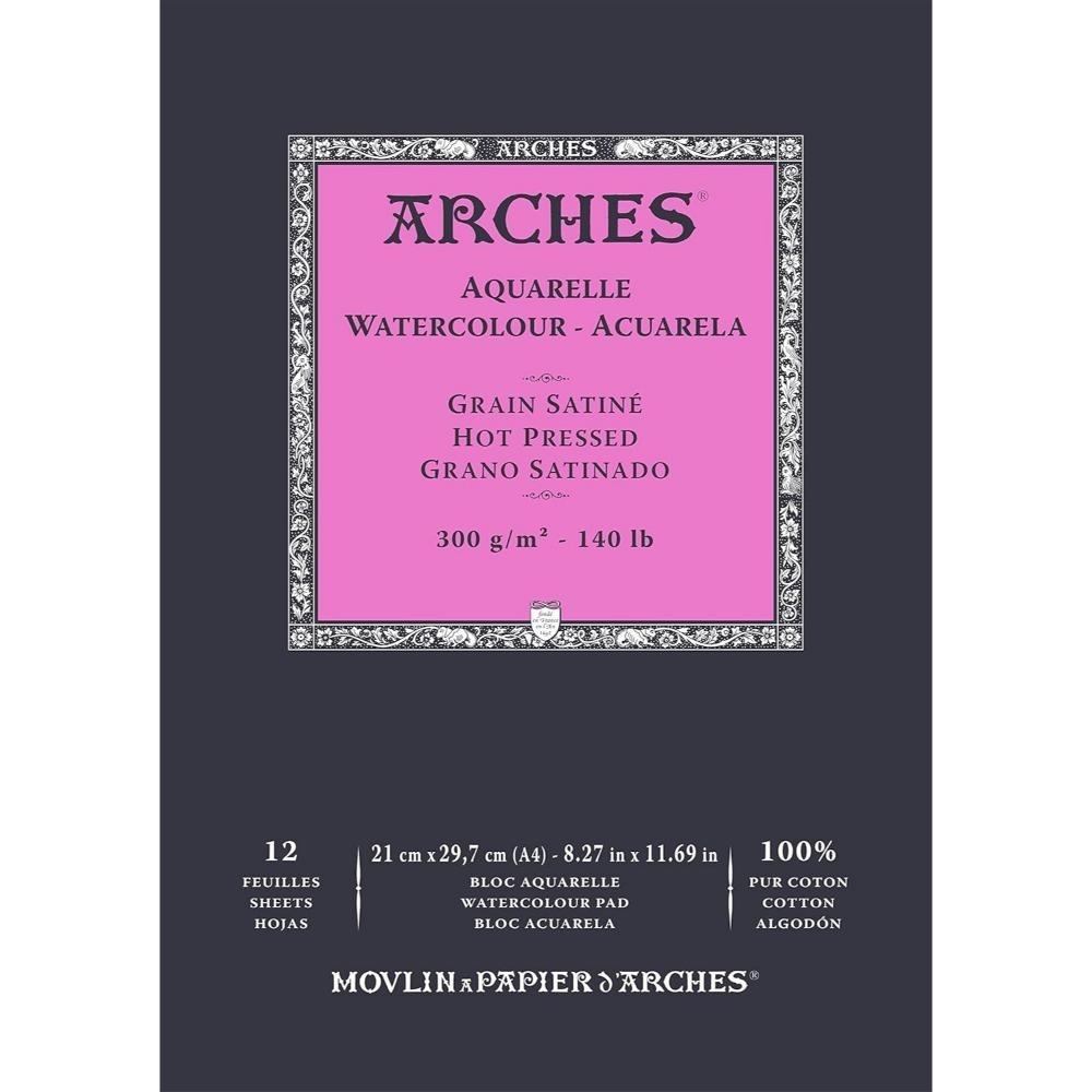 BLOCK ACUARELA A4 ARCHES 300gr GRANO SATINADO
