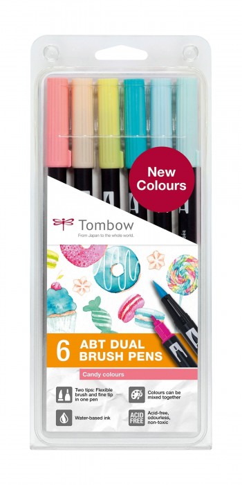 SET ABT DUAL BRUSH TOMBOW 6 COL. CANDY
