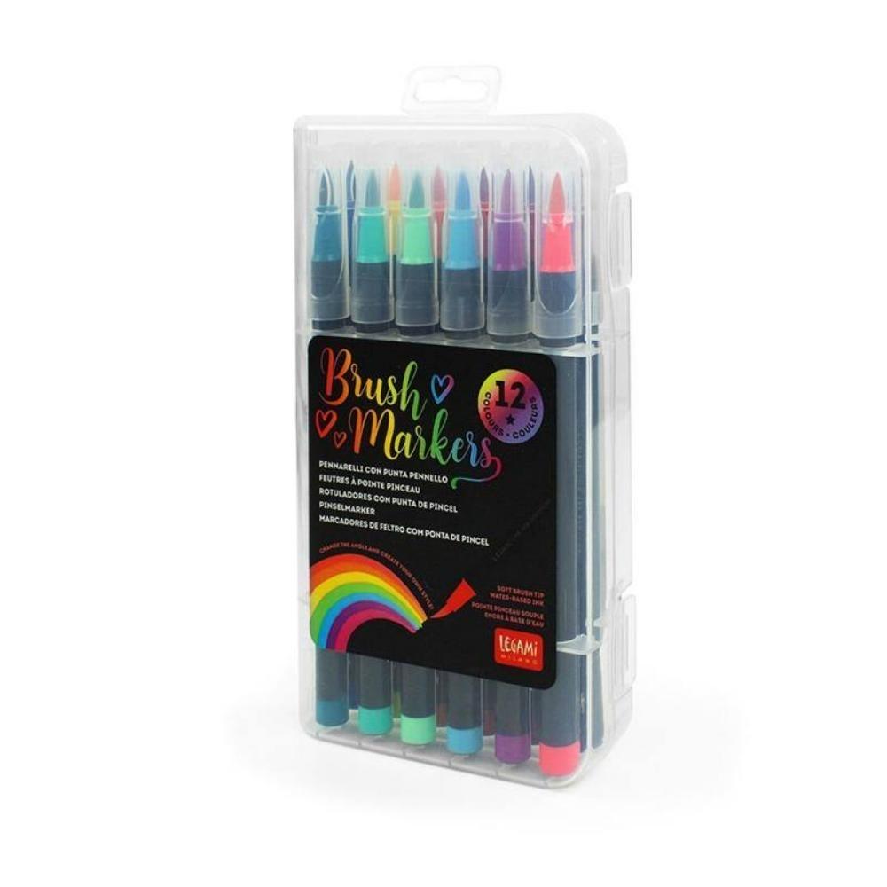 SET DE 12 ROTULADORES DE PINCEL - MARCADORES DE PINCEL - COLORES BRILLANTES LEGAMI