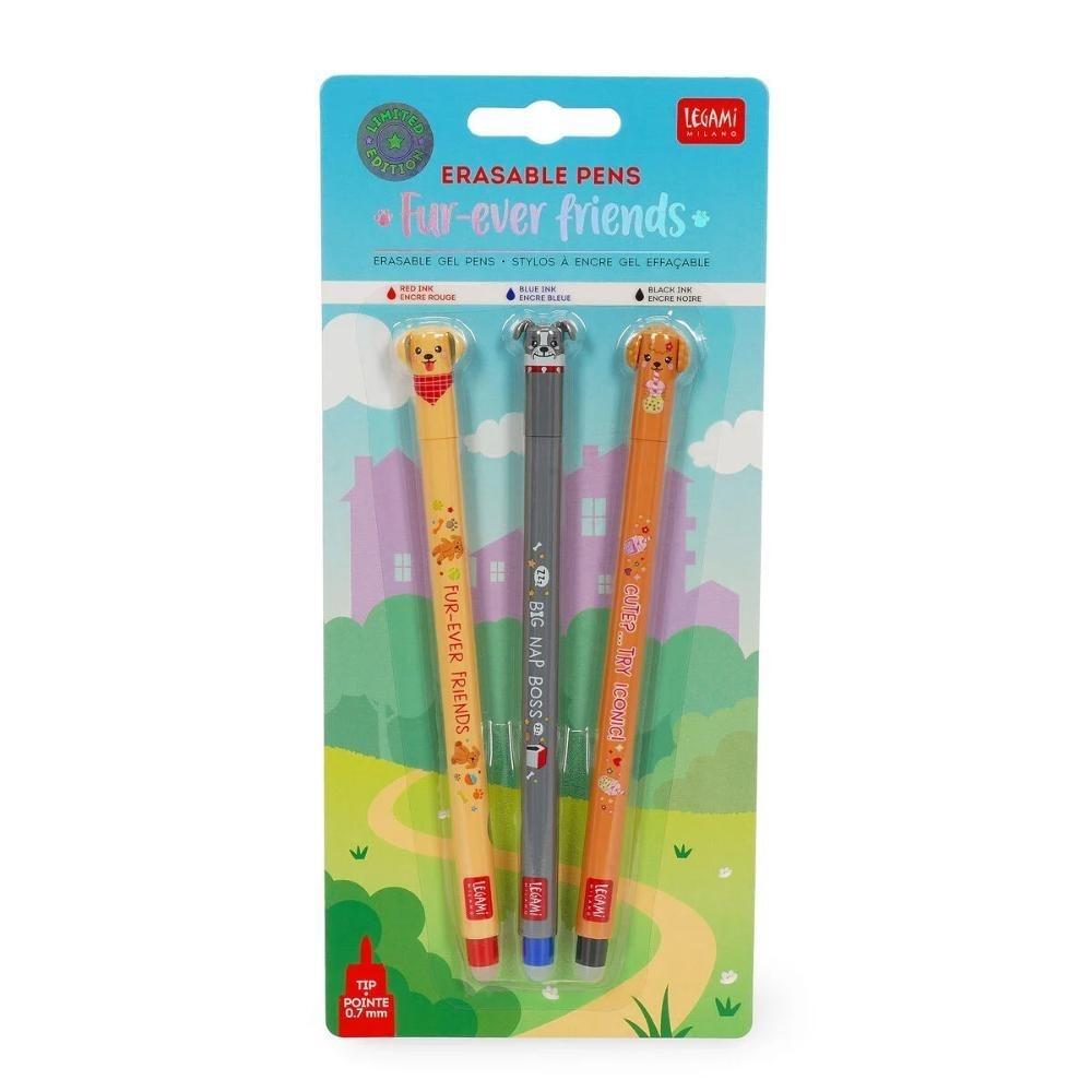 SET DE 3 BOLIGRAFOS BORRABLES LEGAMI GOLDEN+BULLDOG+POODLE
