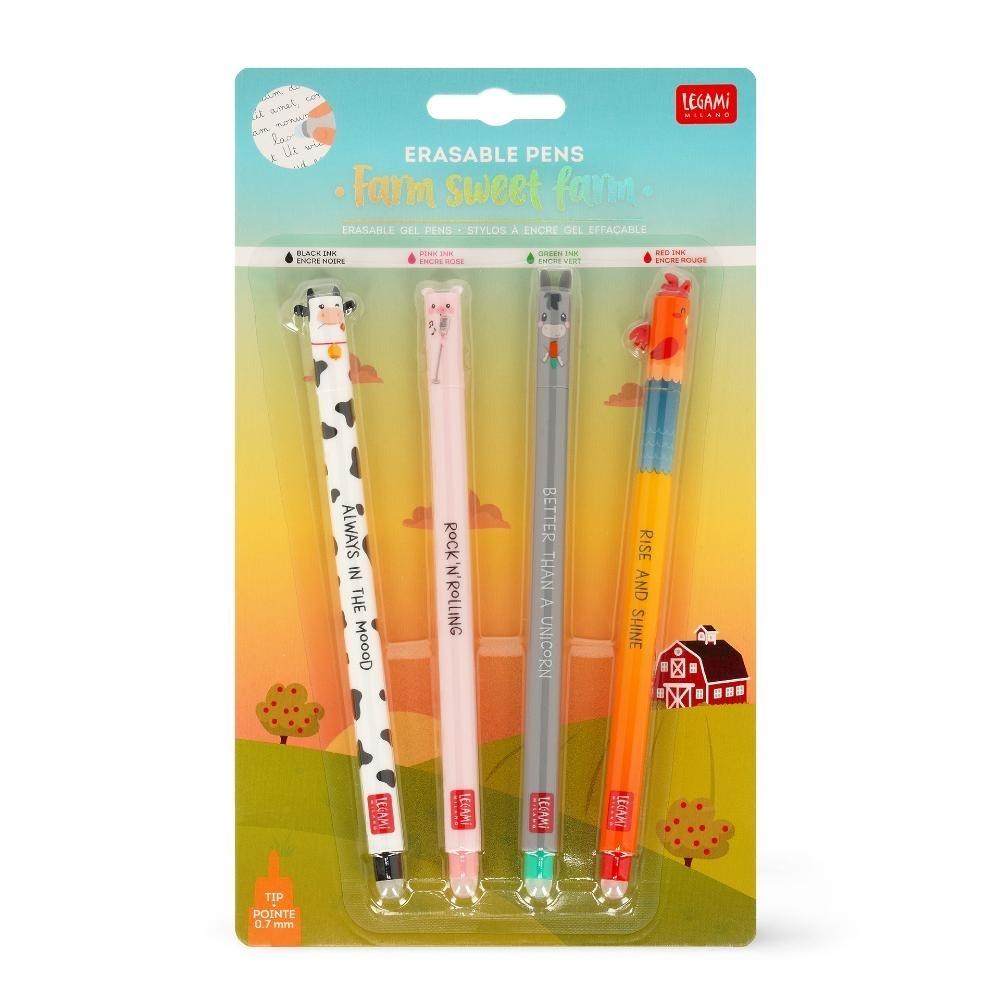 SET DE 4 BOLIGRAFOS BORRABLES LEGAMI EDICION ESPECIAL  ANIMALES DE LA GRANJA