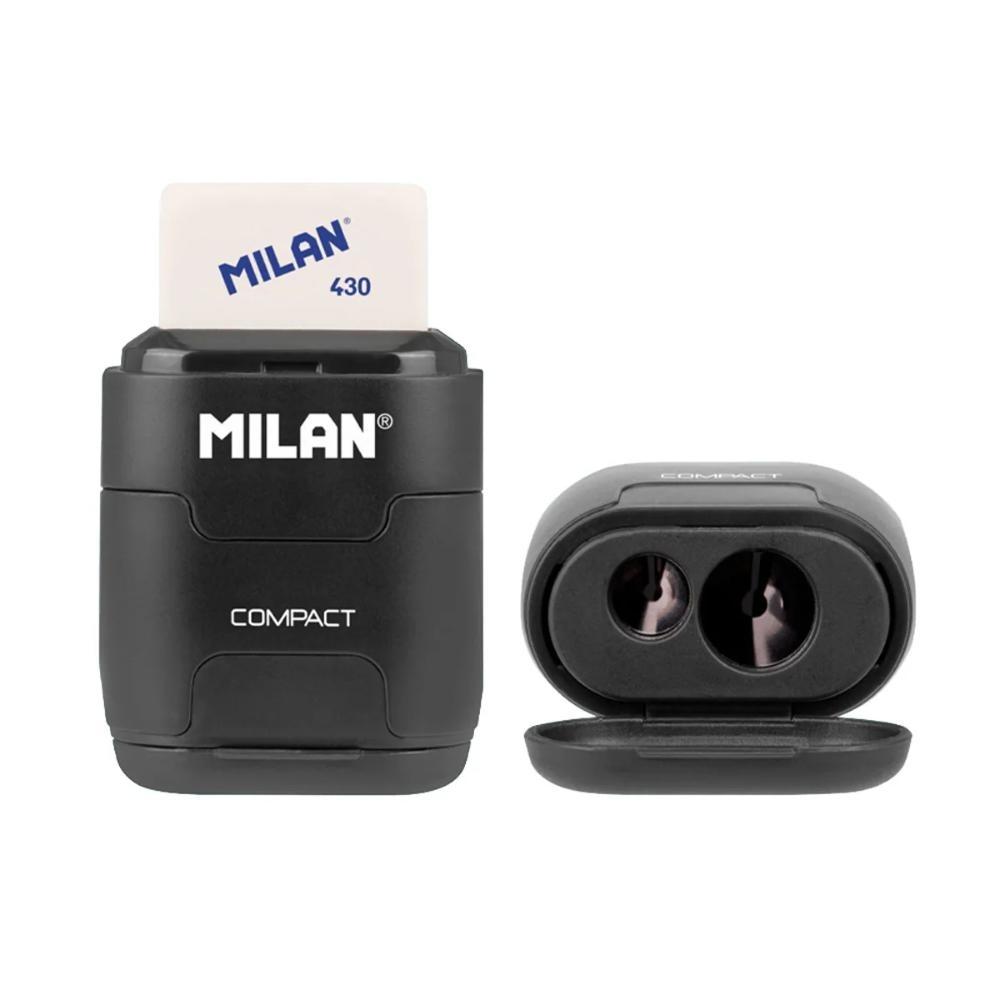 AFILADOR 2 BOCAS+GOMA DEPOSITO NEGRO SHADOW MILAN
