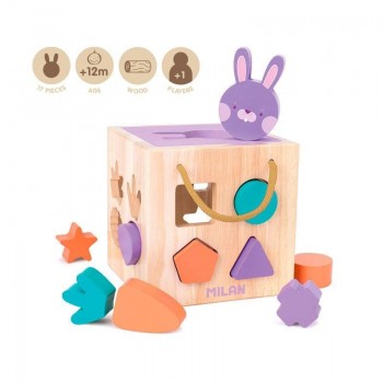 JUEGO EDUCATIVO MADERA CUBO TOY MILAN +12MESES