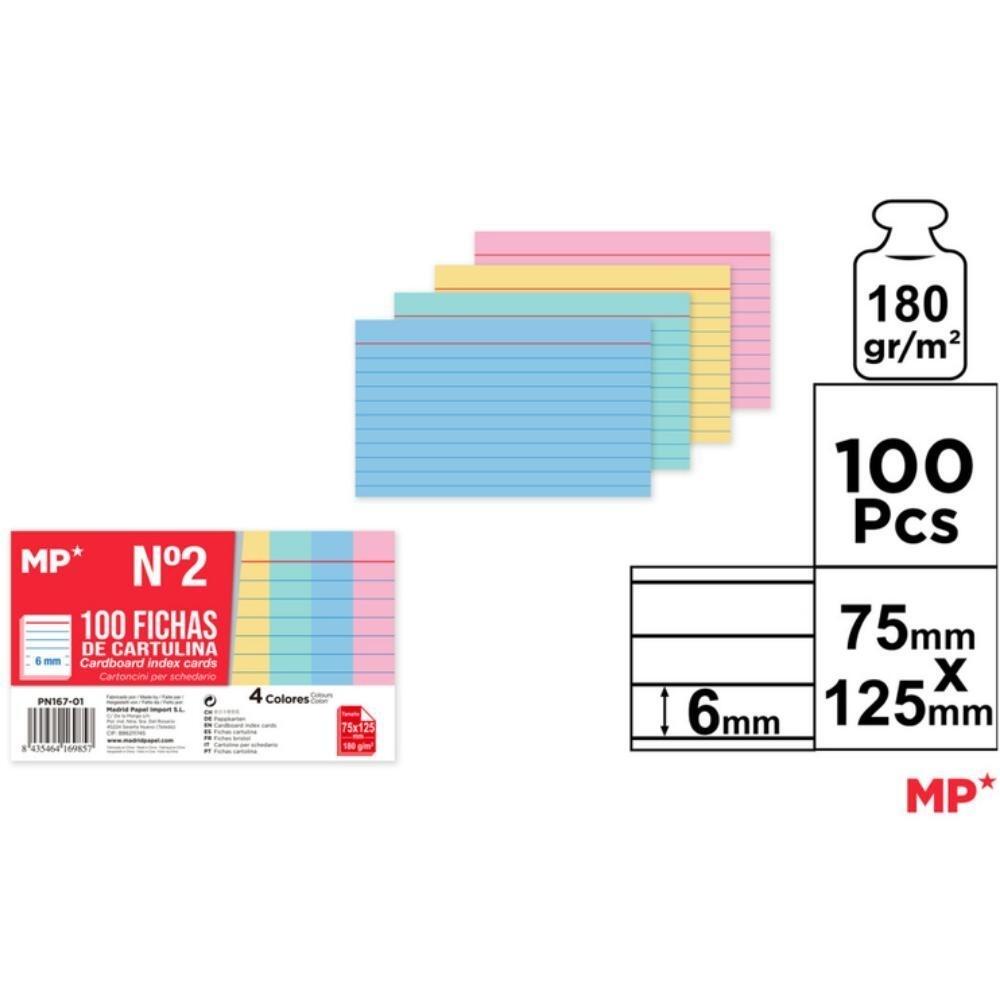 FICHA RAYADA PASTEL Nº2 75X125 180gr  50ud MAIN PAPER
