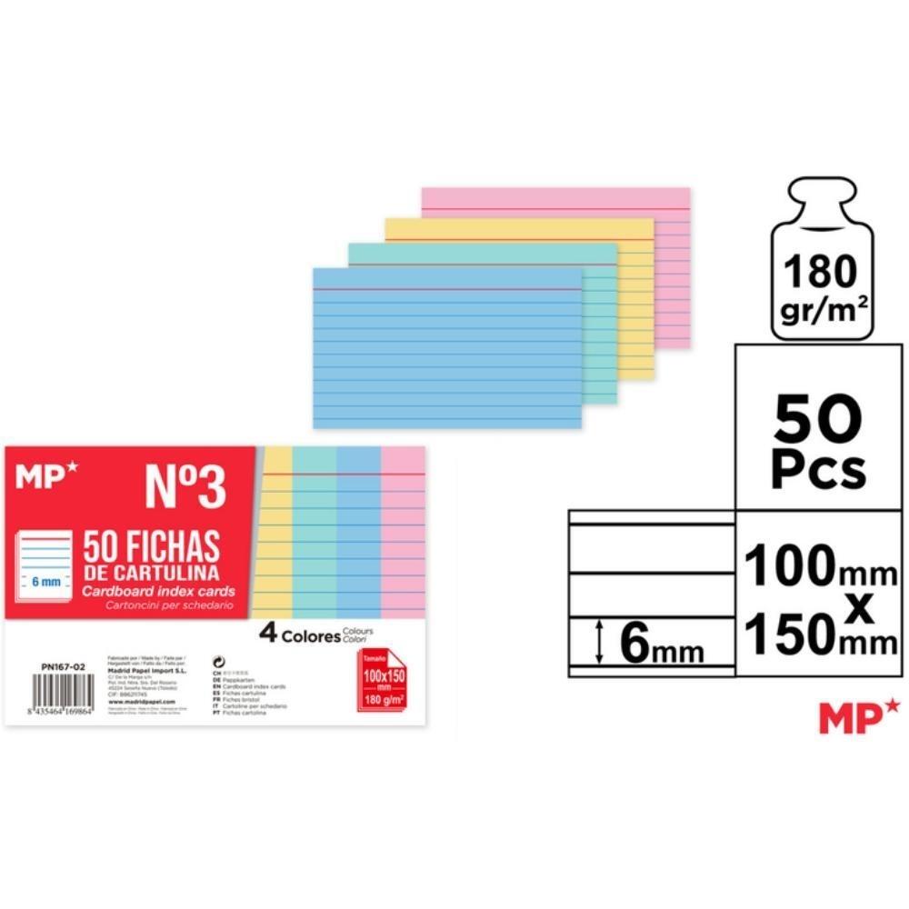 FICHA RAYADA PASTEL Nº3 100X150 180gr 50UND MP