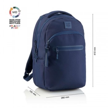 MOCHILA MIQUELRIUS TRIPLE OSLO RECICLADO RAW AZUL MARINO