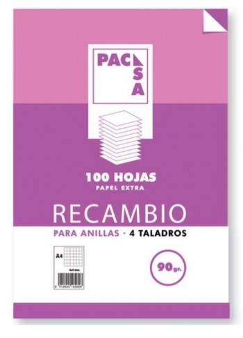 RECAMBIO PACSA A4 100H RAYAS 3.5 90GRAMOS