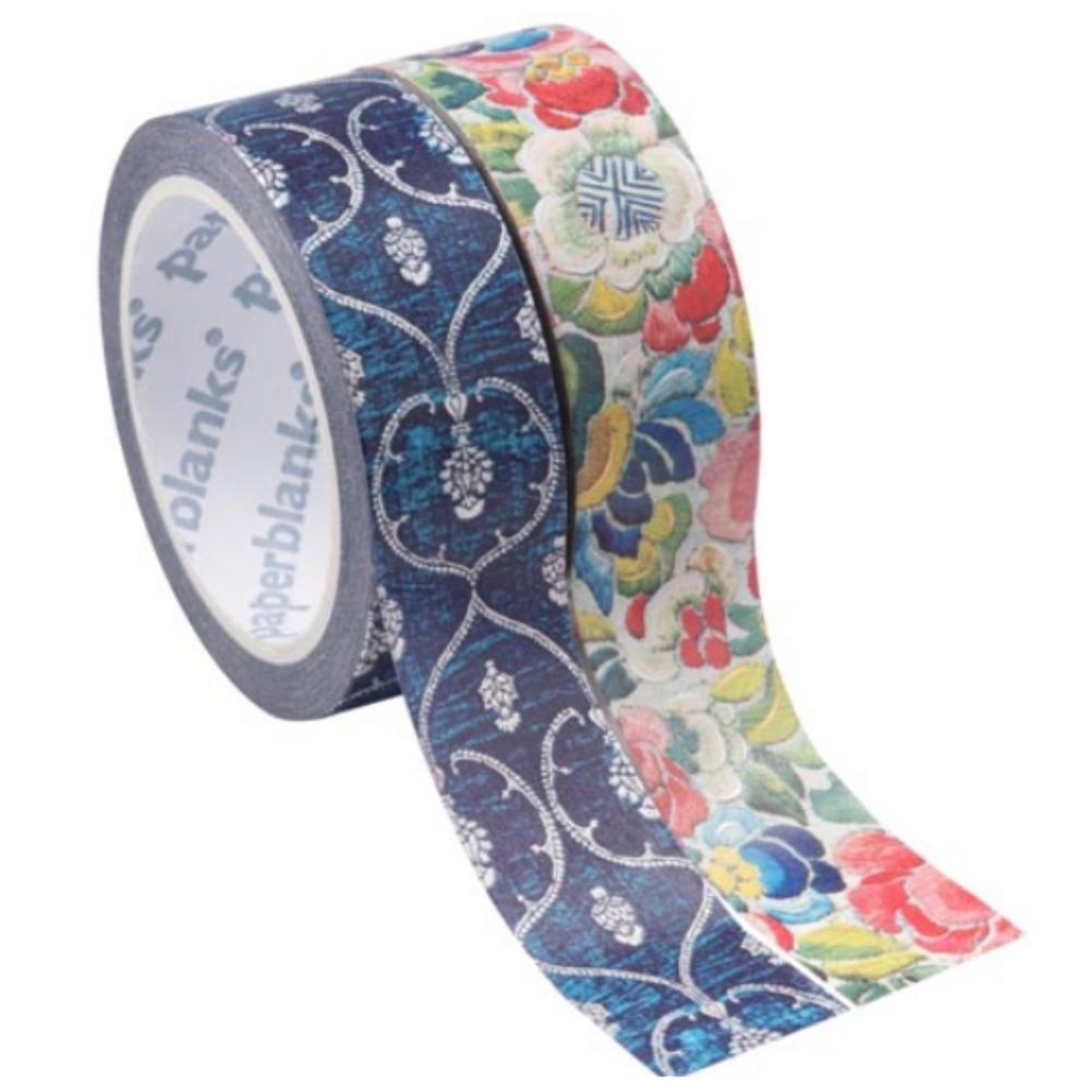 PAPERBLANK 2 WASHI TAPE TERCIOPELO AZUL/JARDIN PERALES