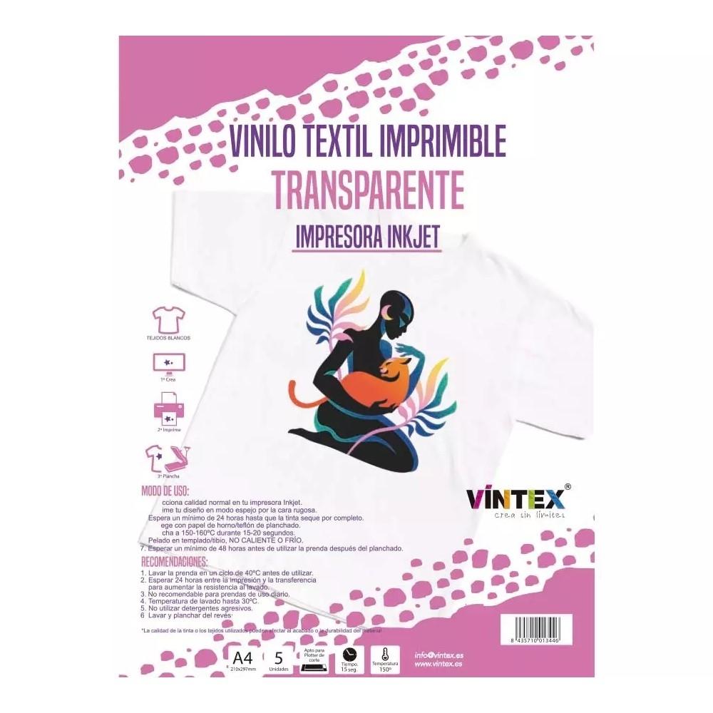 Vinil Textil Imprimible Inkjet Premium 10 Hojas Tamaño A4