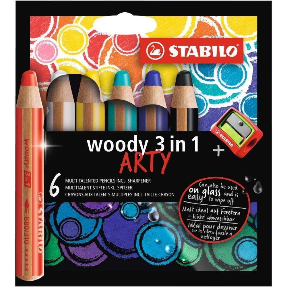 STABILO WOODY ESTUCHE 6 LAPICES MAS AFILALAPIZ ARTY