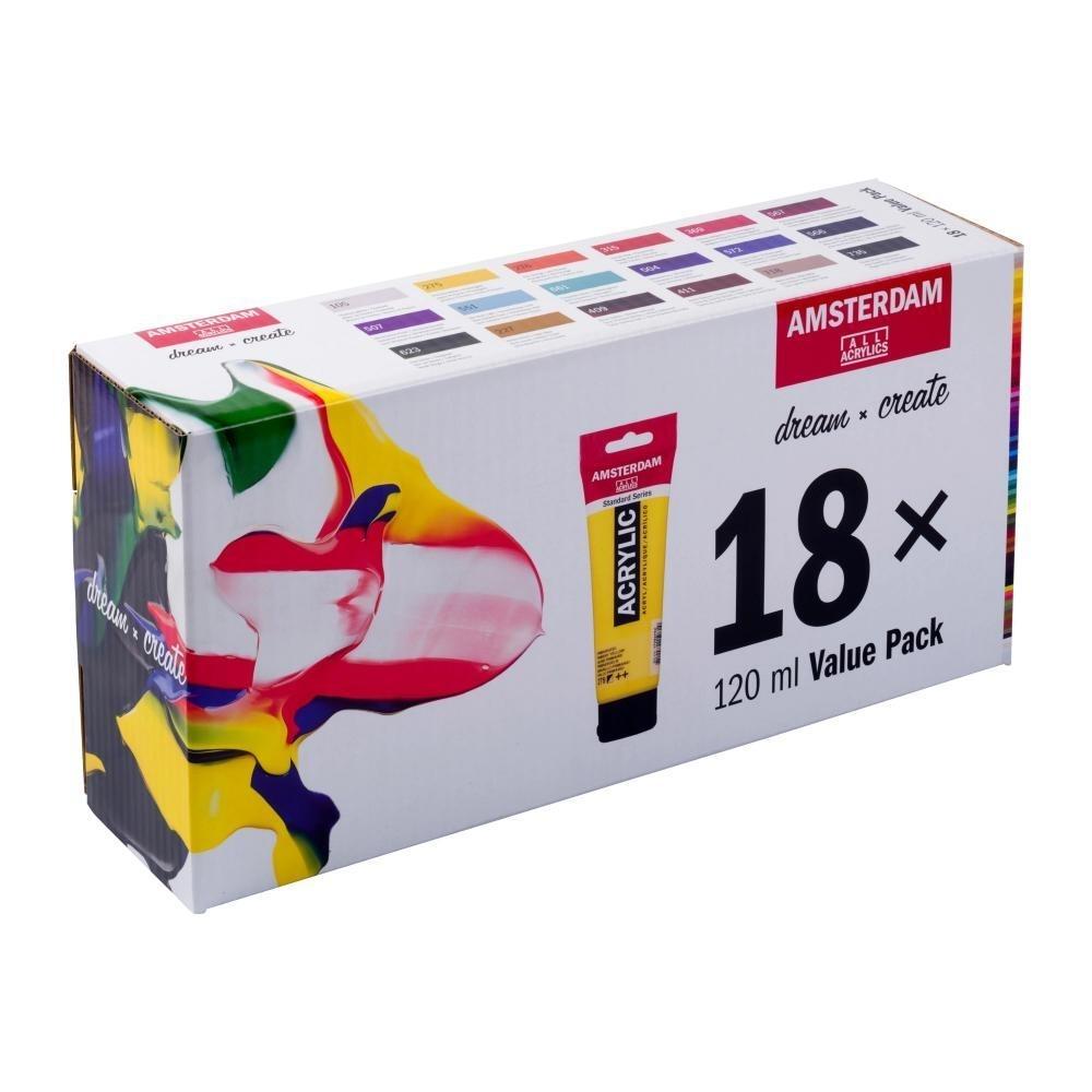 ACRILICO AMSTERDAM VALUE PACK 18 COLORES X120ML