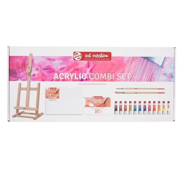 SET PINTURA ACRILICA ART CREATION 12 COL + CABALLETE COMBI EXPRESION