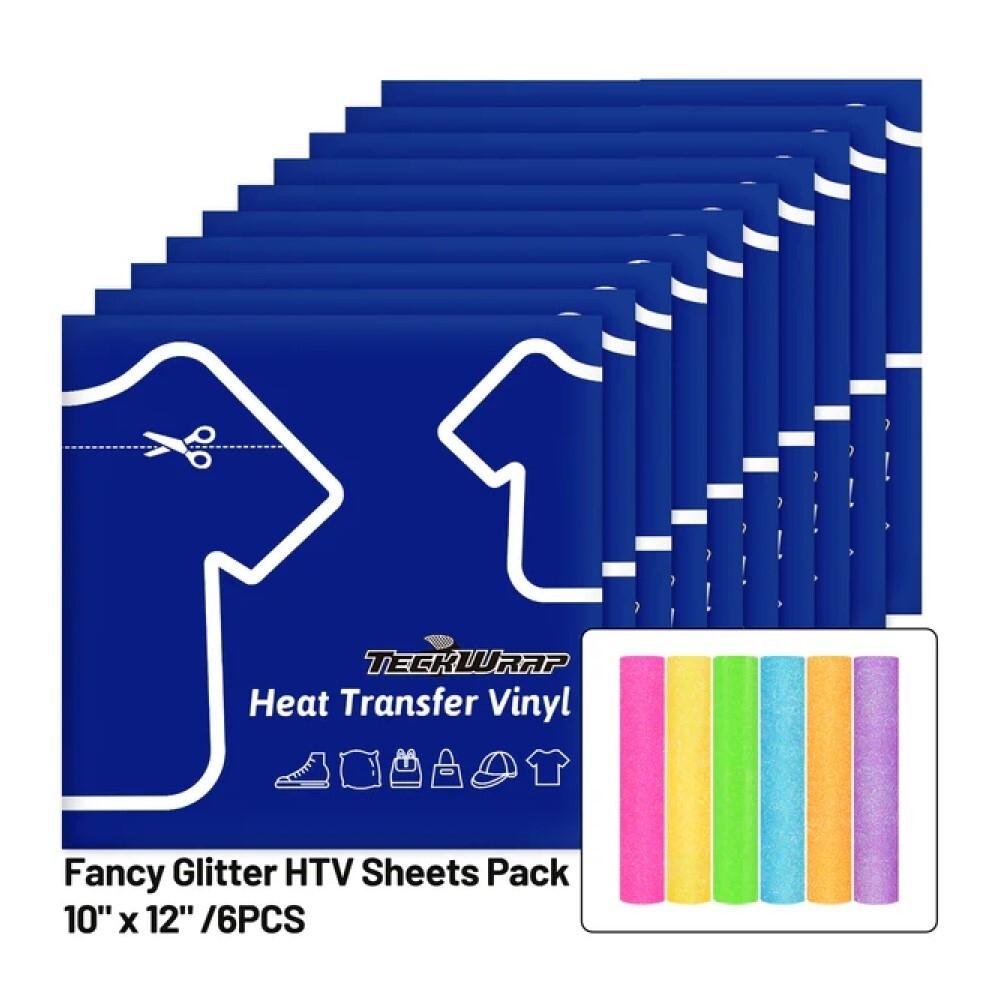 PACK 6 LAMINAS 25X30 VINILO TEXTIL PURPURINA FANCY