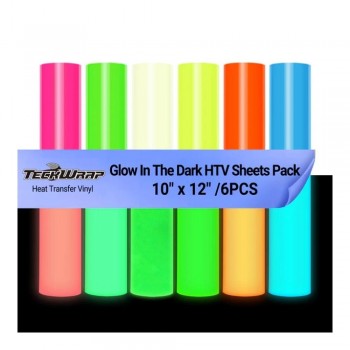 PACK 6 LAMINAS 25X30 VINILO TEXTIL GLOW IN THE DARK